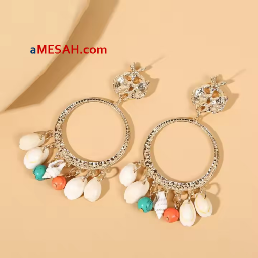 Bohemian Shell Tassel Earrings, ETH25005 - Image 3