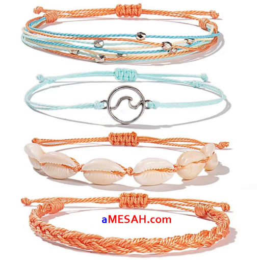  String Bracelets Braid Puka Shell Bead