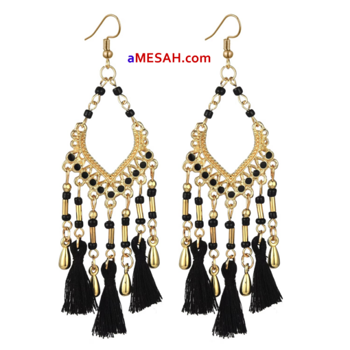 Cross-border  Bohemian  Long Tassel Bead Earrings, ETH25001 - Image 2