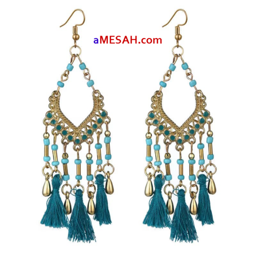 Cross-border  Bohemian  Long Tassel Bead Earrings, ETH25001 - Image 5