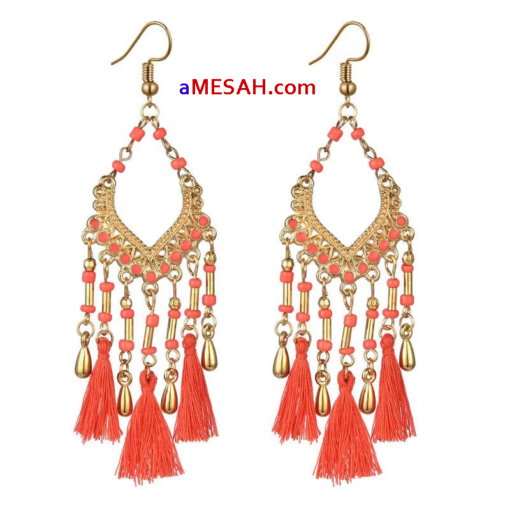 Cross-border  Bohemian  Long Tassel Bead Earrings, ETH25001 - Image 6