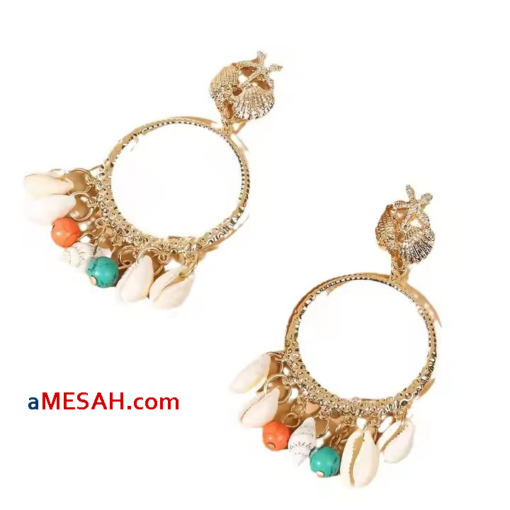 Bohemian Shell Tassel Earrings, ETH25005 - Image 2