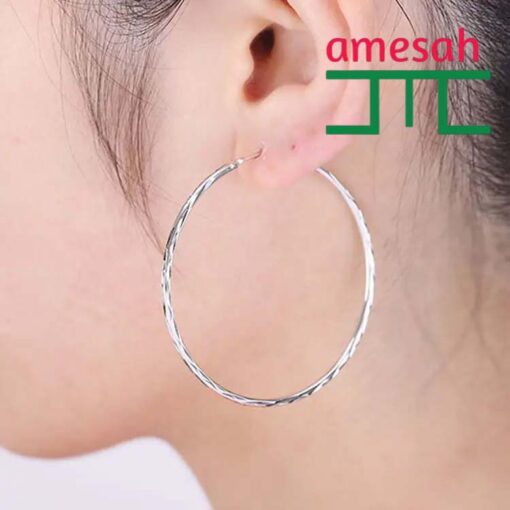 Silver Needle Large Hoop Earring for Women - Image 5
