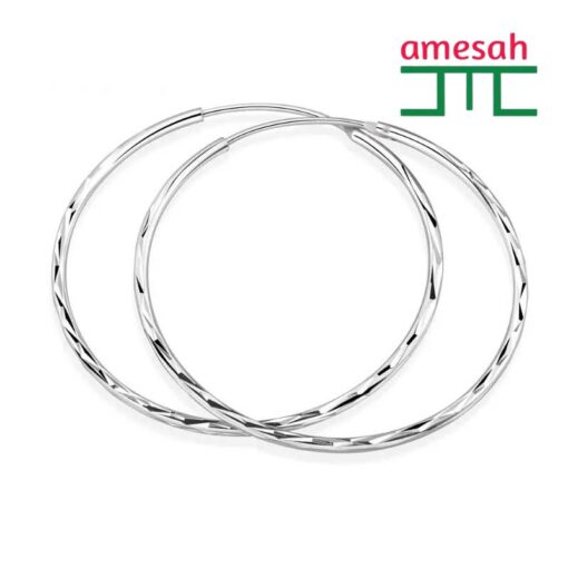 Silver Needle Large Hoop Earring for Women - Image 2