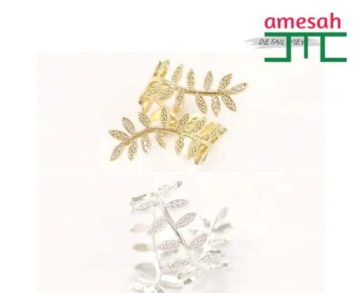 Ring Leaf Inlaid Diamond Opening ring - Image 3