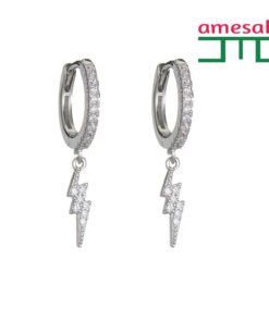 Silver Lightning Zircon Hip Hop Earrings