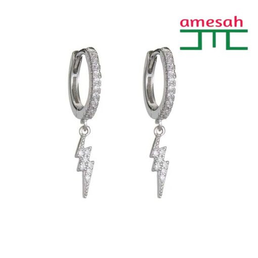 Silver Lightning Zircon Hip Hop Earrings