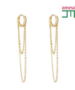 Long Geometry Round Zircon Earrings for Women