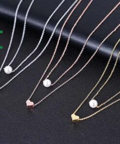 Double Layer  Pearl Love Heart Necklace