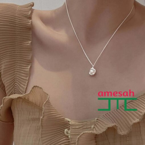 Fashion Jewelry Chain  Silver Geometry Pearl Necklace for Women - Image 4