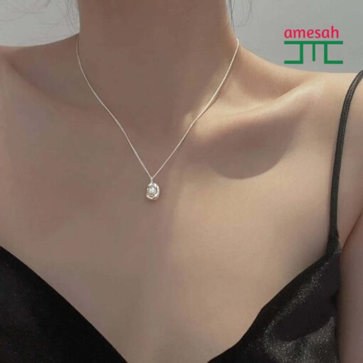 Fashion Jewelry Chain  Silver Geometry Pearl Necklace for Women