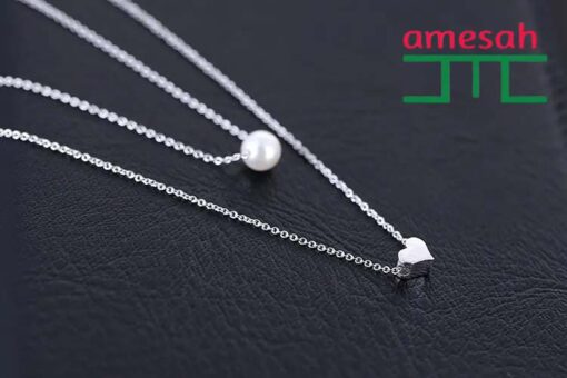 Double Layer  Pearl Love Heart Necklace - Image 3