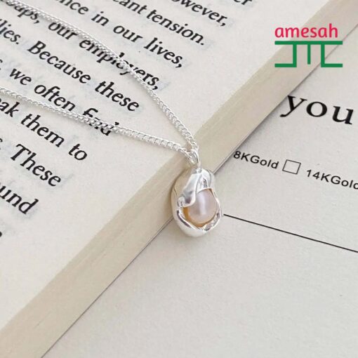 Fashion Jewelry Chain  Silver Geometry Pearl Necklace for Women - Image 2