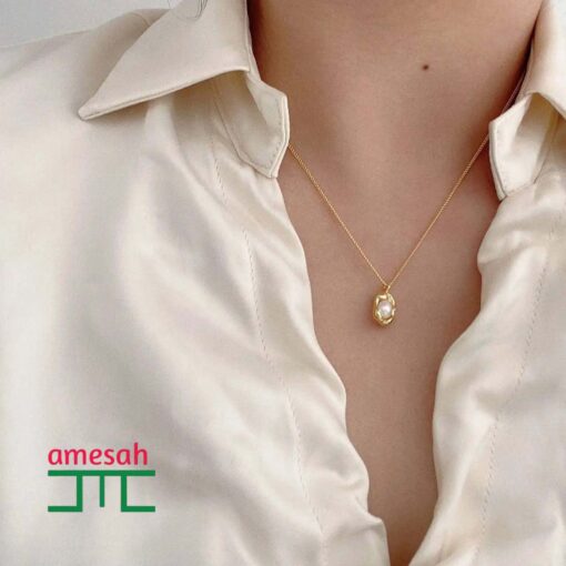 Fashion Jewelry Chain  Silver Geometry Pearl Necklace for Women - Image 3