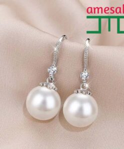 Simple Round White Pearl Earrings