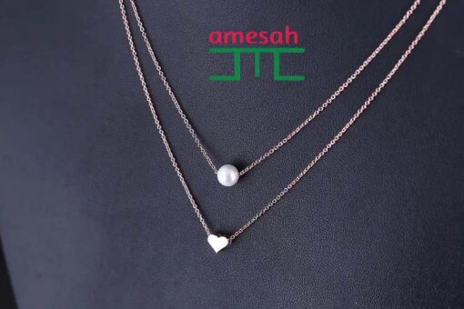 Double Layer  Pearl Love Heart Necklace - Image 7