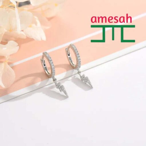 Silver Lightning Zircon Hip Hop Earrings - Image 5