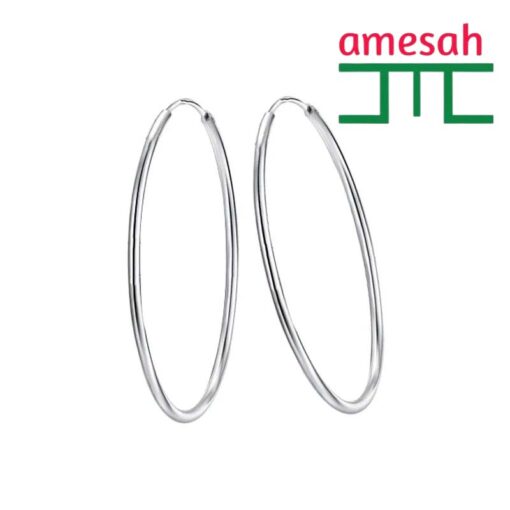 Silver Needle Large Hoop Earring for Women - Image 4