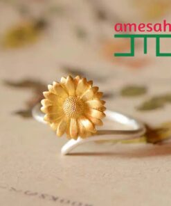 Ring Sun Flower Double Color Gold Plated
