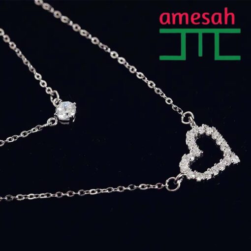 925 Silver Double Heart Crystal Necklace  - Image 2