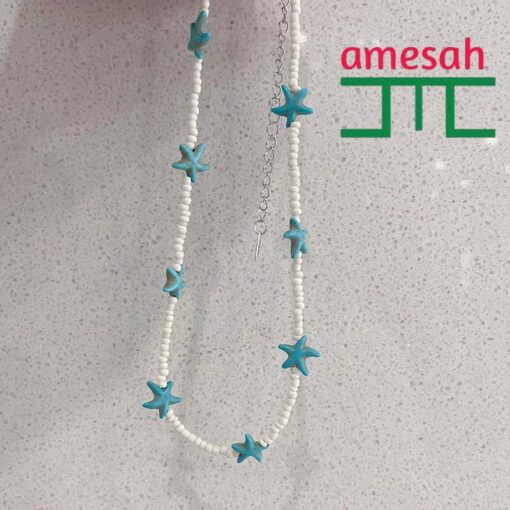 Summer Starfish Pendant Rice Beaded Necklace - Image 5
