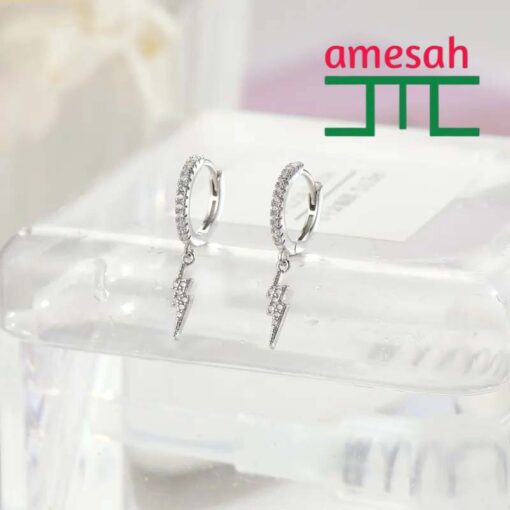 Silver Lightning Zircon Hip Hop Earrings - Image 3