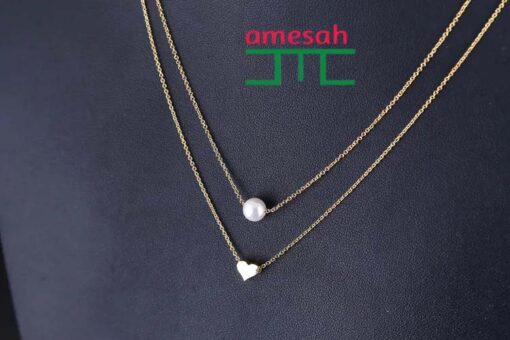 Double Layer  Pearl Love Heart Necklace - Image 4
