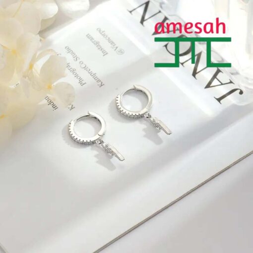 Silver Lightning Zircon Hip Hop Earrings - Image 4