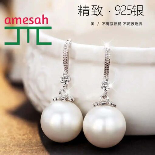 Simple Round White Pearl Earrings - Image 6
