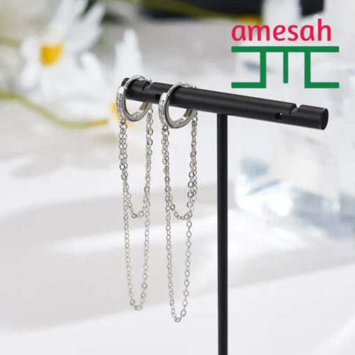 Long Geometry Round Zircon Earrings for Women - Image 5