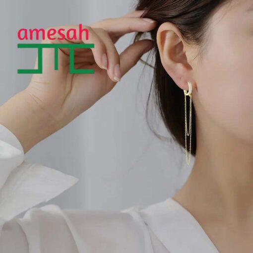 Long Geometry Round Zircon Earrings for Women - Image 3