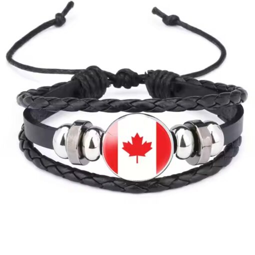 Canada Flag Time Jewel Cowhide Bracelet - Image 2
