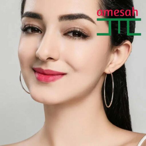 Silver Needle Large Hoop Earring for Women - Image 6
