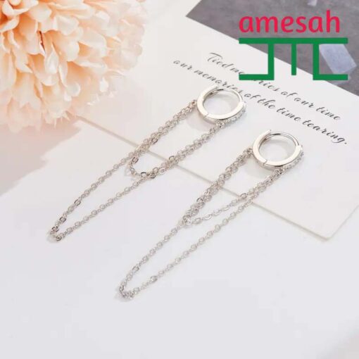 Long Geometry Round Zircon Earrings for Women - Image 2