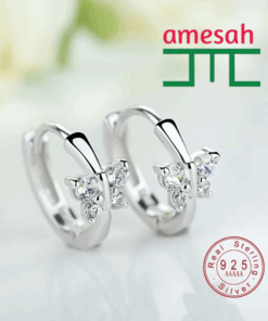 925 Sterling Silver Classic Butterfly Austrian Crystal Stone Earring 