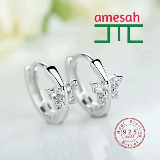 925 Sterling Silver Classic Butterfly Austrian Crystal Stone Earring 