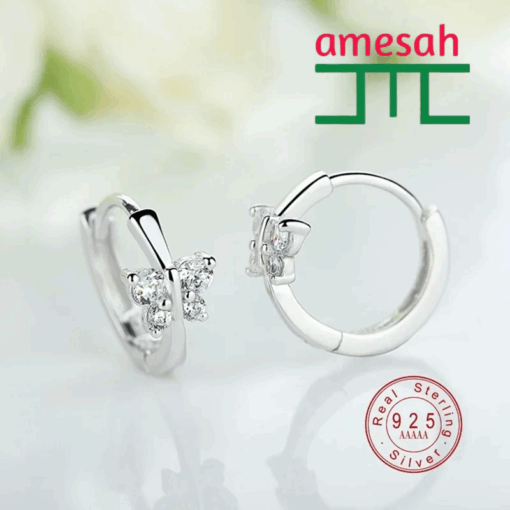 925 Sterling Silver Classic Butterfly Austrian Crystal Stone Earring  - Image 3